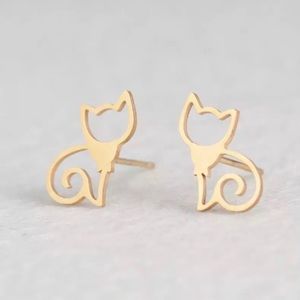 🛑3 for $10 MUST GO SALE Gold Cats Stainless Steel Studs